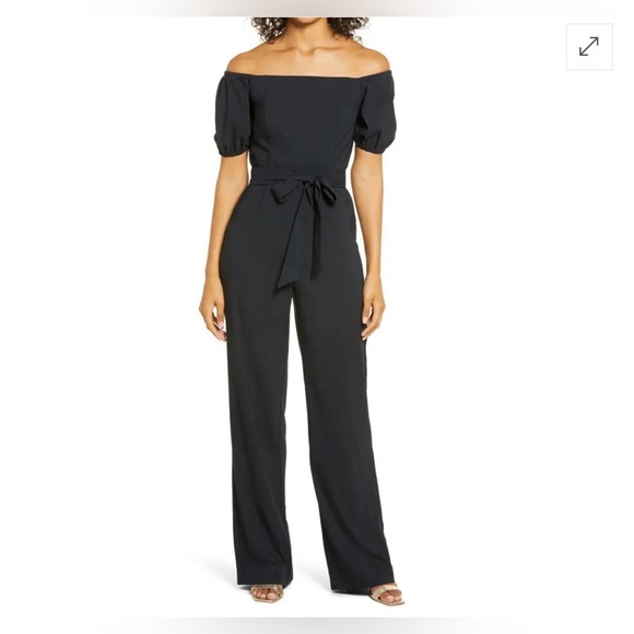 Black Lilly Pulitzer Jada Off The Shoulder Jumpsuit Romper - Picture 6 of 9